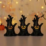 LED electronic candle lights, ghost tree stump decorations, and ghost face ornaments for festive ambiance - Image 2