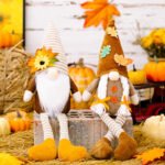 Harvest Festival Rudolph Doll, Thanksgiving Maple Leaf Pointed Hat Rudolph, Autumn Hanging-Leg Gnome