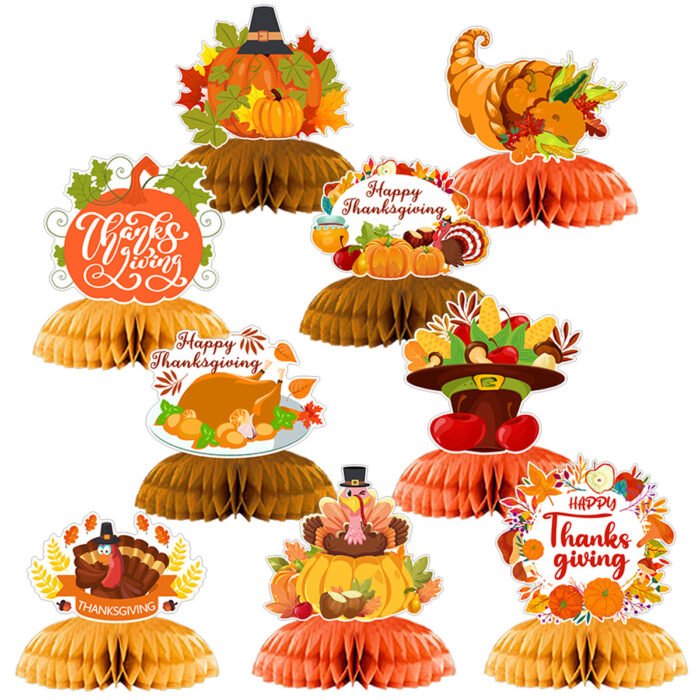 Turkey-themed party table supplies - paper honeycomb decoration for table arrangement - Image 6