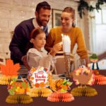 Turkey-themed party table supplies - paper honeycomb decoration for table arrangement