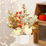 Autumn Artificial Maple Leaf, Pumpkin and Rice Ear Potted Plant - Image 6