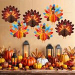 Turkey honeycomb ball ornaments - Thanksgiving party and autumn-themed table centerpieces for ambiance decoration - Image 5