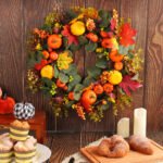 Autumn Foam Pumpkin Wreath, Artificial Flower Wreath Hanging Decoration - Image 2