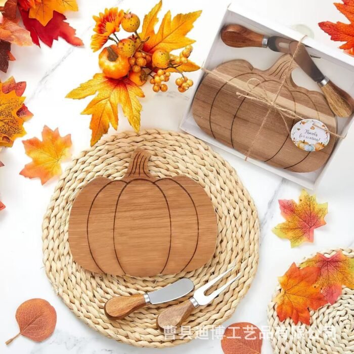 Wooden Pumpkin Tray, Creative Solid Wood Charcuterie Board - Image 1