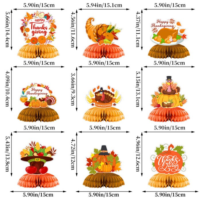 Turkey-themed party table supplies - paper honeycomb decoration for table arrangement - Image 5