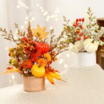 Autumn Artificial Maple Leaf, Pumpkin and Rice Ear Potted Plant - Image 5