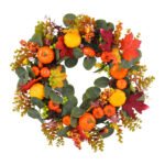 Autumn Foam Pumpkin Wreath, Artificial Flower Wreath Hanging Decoration - Image 6