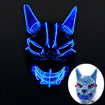Halloween LED Full - Face Light - Up Mask, Suitable for Men and Women's Parties, Wolf Head EL Ghost Face, Scary and Frightening for Dance Parties - Image 2