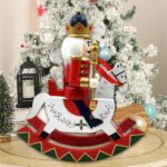 Wooden Rocking Horse Nutcracker, 30.5cm Traditional Nutcracker Soldier, Christmas Desktop Decoration Ornament