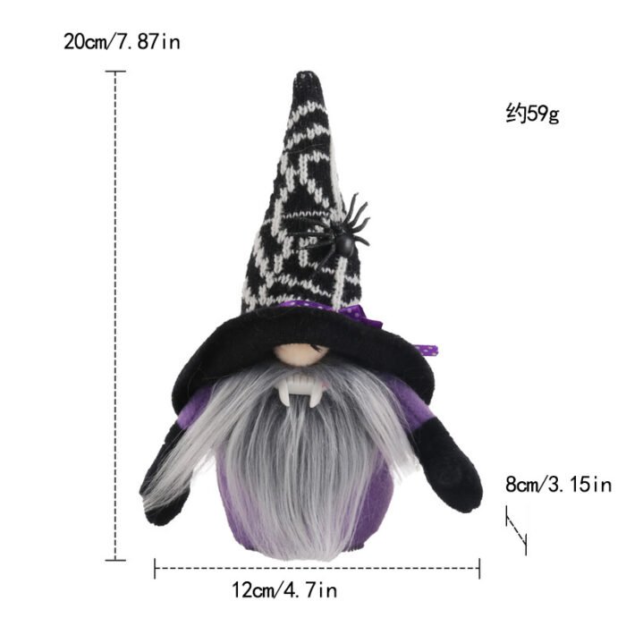 Halloween decorations: Halloween spider, bat, and faceless gnome fabric dolls; Halloween ornaments - Image 5