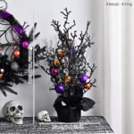 Halloween Purple Artificial Skull, Spider & Pumpkin Horror Scene Decoration Wreath - Image 3