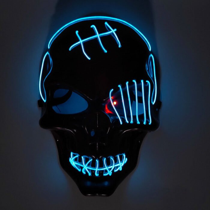Bloody Horror Cold Light Halloween Mask, LED Light-Up Mask, Hot-Selling Scarred One-Eyed Pirate Mask - Image 3