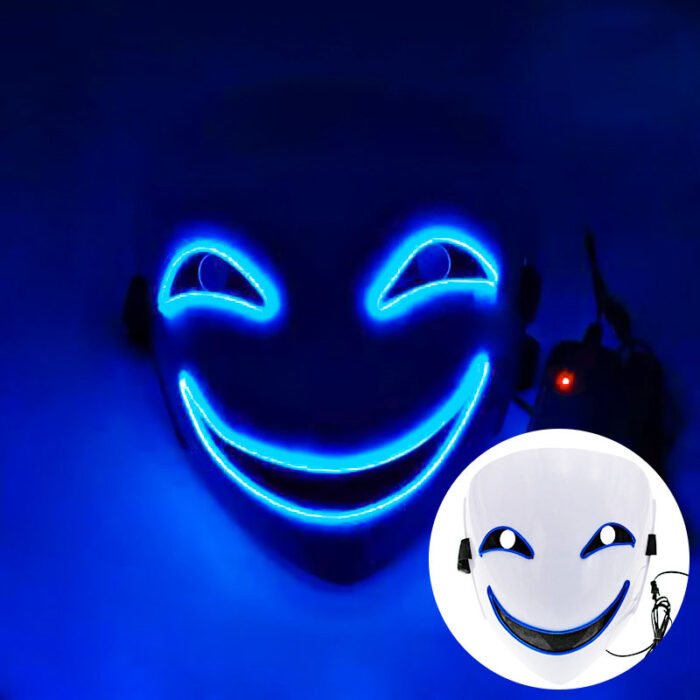 Light-Up Mask - LED "Black Bullet" Hiruko Kagemitsu Mask, Cosplay Ghost Face, Light-Up "Darker than Black" Prop - Image 2