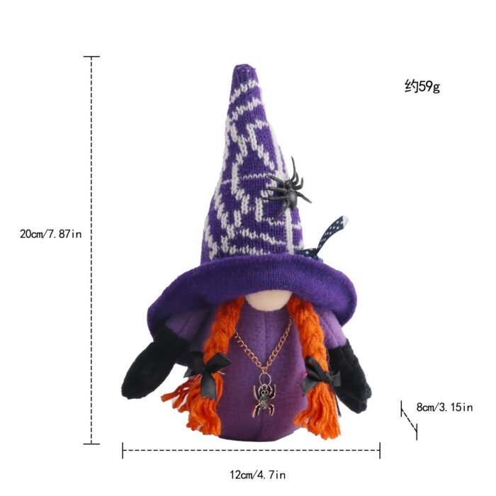 Halloween decorations: Halloween spider, bat, and faceless gnome fabric dolls; Halloween ornaments - Image 4
