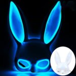 Glowing LED bar party atmosphere props - half-face long-eared rabbit, ghost face, clown for Halloween costume COSPLAY - Image 4