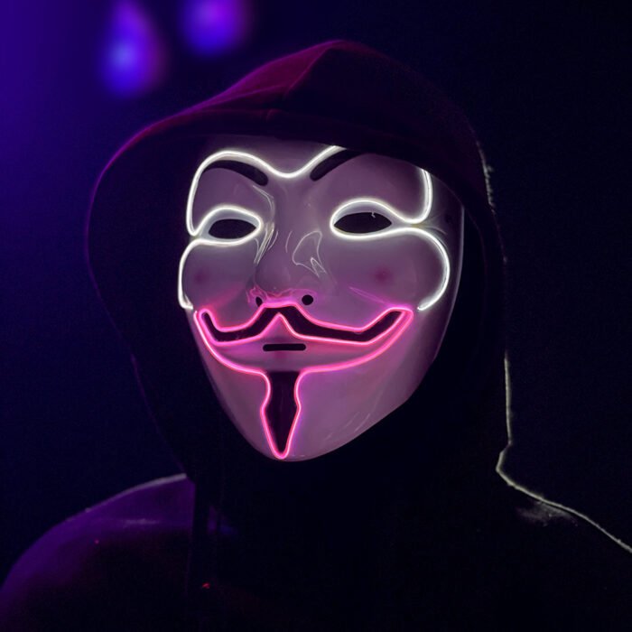 LED Light - Up Mask, Cold Light Dual - Color V for Vendetta, Halloween Performance, Dance Party, PVC - Image 3