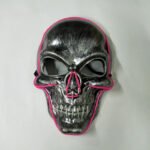 LED light-up mask with stitched-mouth and large-eyed skull design – a prop for escape room performances - Image 4