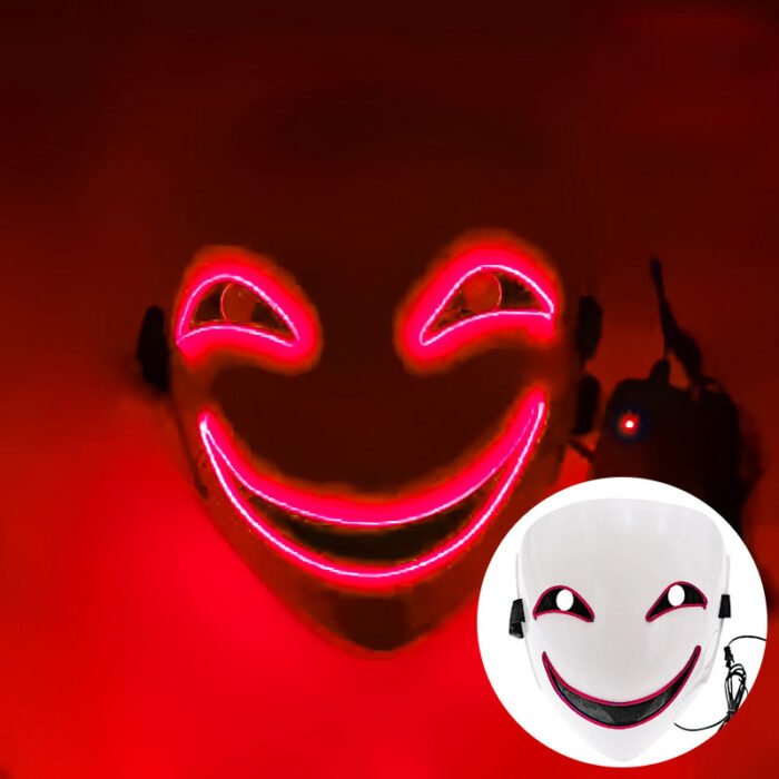 Light-Up Mask - LED "Black Bullet" Hiruko Kagemitsu Mask, Cosplay Ghost Face, Light-Up "Darker than Black" Prop - Image 3