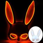 Glowing LED bar party atmosphere props - half-face long-eared rabbit, ghost face, clown for Halloween costume COSPLAY - Image 5