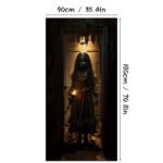 Halloween Witch and Crow Polyester Door Cover - Dark Spooky Festival Horror Atmosphere Porch Decorative Hanging Cloth - Image 6