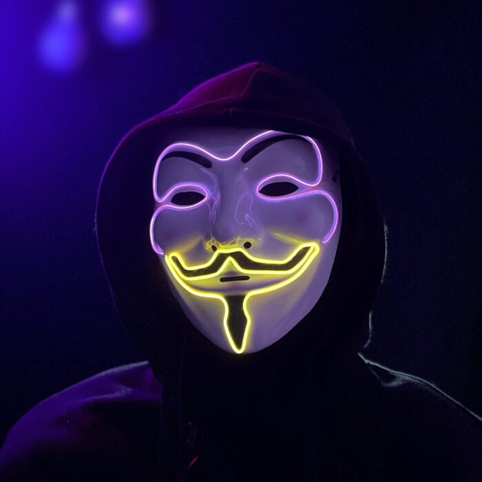 LED Light - Up Mask, Cold Light Dual - Color V for Vendetta, Halloween Performance, Dance Party, PVC - Image 5
