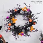 Halloween Purple Artificial Skull, Spider & Pumpkin Horror Scene Decoration Wreath - Image 7