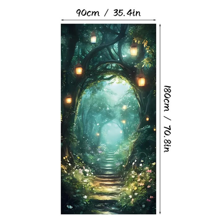 Halloween Witch and Crow Polyester Door Cover - Dark Spooky Festival Horror Atmosphere Porch Decorative Hanging Cloth - Image 7