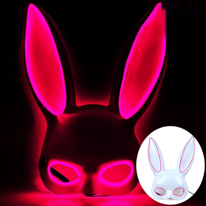 Glowing LED bar party atmosphere props - half-face long-eared rabbit, ghost face, clown for Halloween costume COSPLAY - Image 7