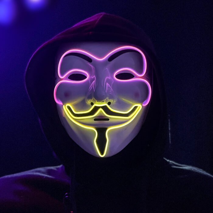 LED Light - Up Mask, Cold Light Dual - Color V for Vendetta, Halloween Performance, Dance Party, PVC - Image 6