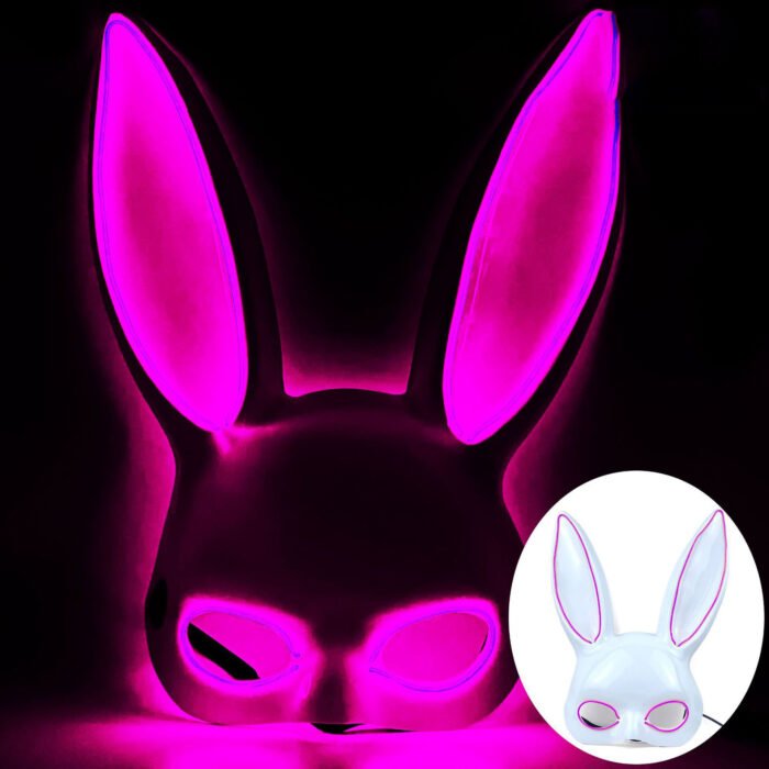 Glowing LED bar party atmosphere props - half-face long-eared rabbit, ghost face, clown for Halloween costume COSPLAY - Image 8