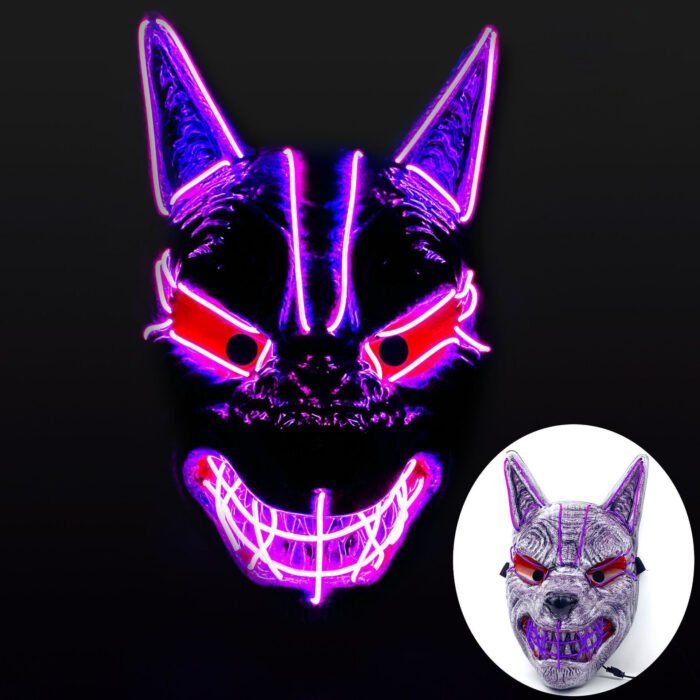 Halloween LED Full - Face Light - Up Mask, Suitable for Men and Women's Parties, Wolf Head EL Ghost Face, Scary and Frightening for Dance Parties - Image 7