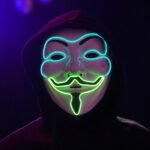 LED Light - Up Mask, Cold Light Dual - Color V for Vendetta, Halloween Performance, Dance Party, PVC - Image 8