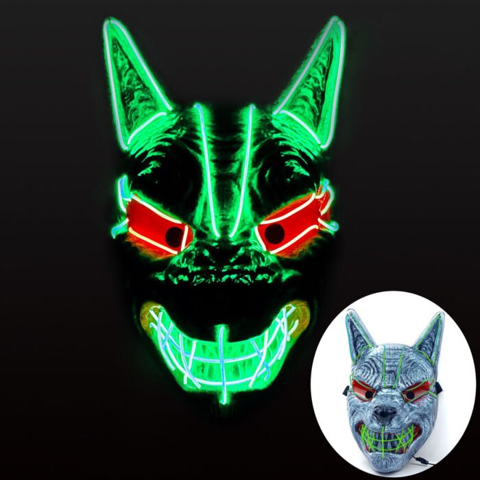 Halloween LED Full - Face Light - Up Mask, Suitable for Men and Women's Parties, Wolf Head EL Ghost Face, Scary and Frightening for Dance Parties - Image 8