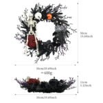 Halloween Purple Artificial Skull, Spider & Pumpkin Horror Scene Decoration Wreath - Image 10