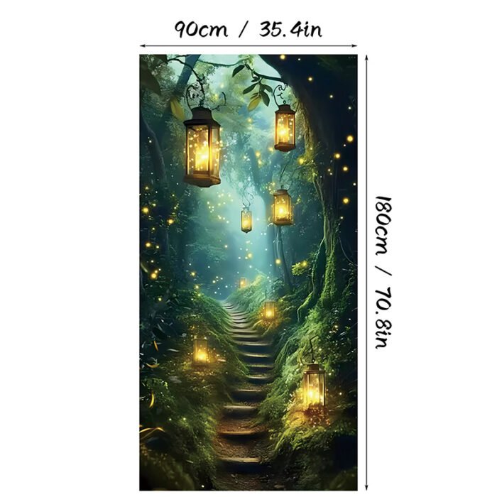 Halloween Witch and Crow Polyester Door Cover - Dark Spooky Festival Horror Atmosphere Porch Decorative Hanging Cloth - Image 10