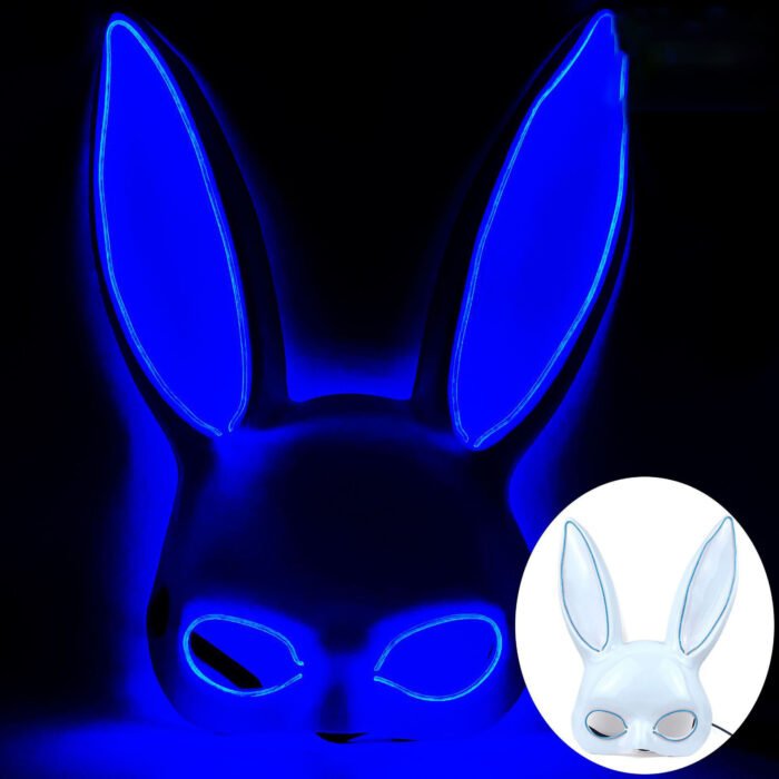 Glowing LED bar party atmosphere props - half-face long-eared rabbit, ghost face, clown for Halloween costume COSPLAY - Image 10