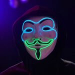 LED Light - Up Mask, Cold Light Dual - Color V for Vendetta, Halloween Performance, Dance Party, PVC - Image 9