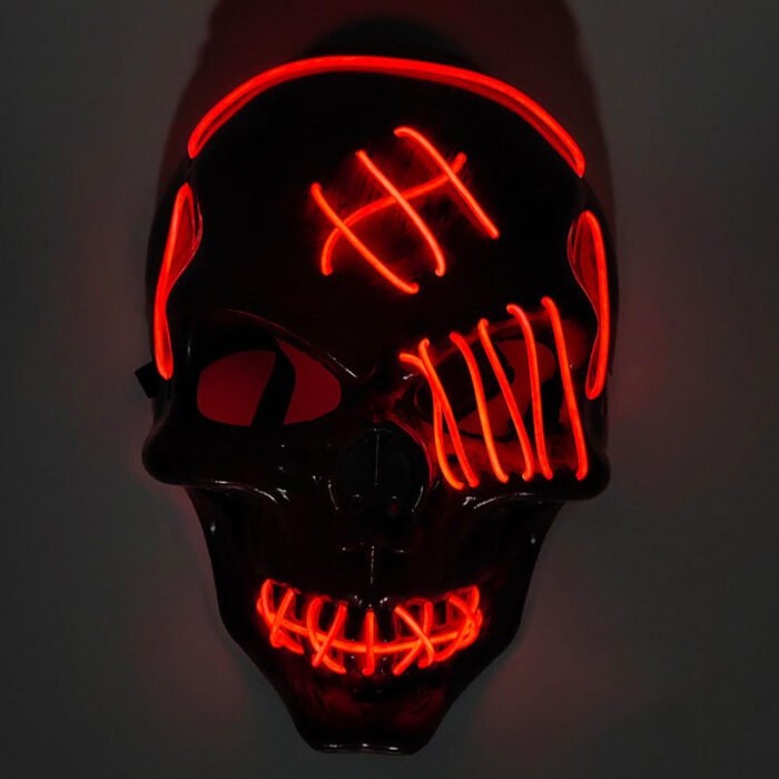 Bloody Horror Cold Light Halloween Mask, LED Light-Up Mask, Hot-Selling Scarred One-Eyed Pirate Mask - Image 11