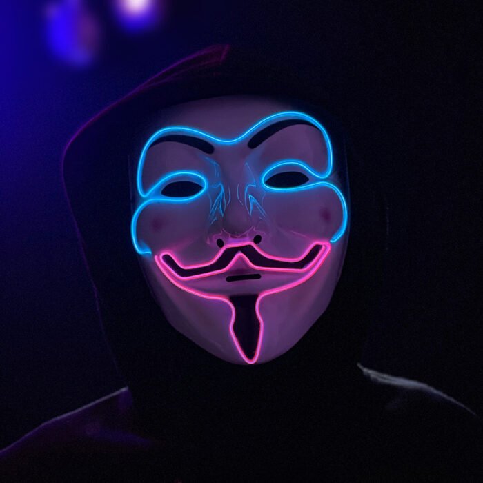 LED Light - Up Mask, Cold Light Dual - Color V for Vendetta, Halloween Performance, Dance Party, PVC - Image 10