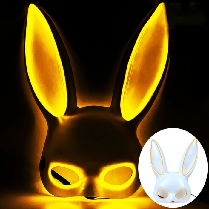Glowing LED bar party atmosphere props - half-face long-eared rabbit, ghost face, clown for Halloween costume COSPLAY - Image 11