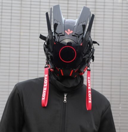 Cyberpunk black mask, CS headgear, full - face mecha mask prop for Halloween for adults