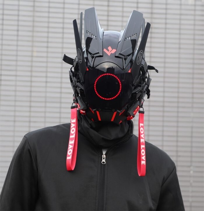Cyberpunk black mask, CS headgear, full - face mecha mask prop for Halloween for adults - Image 1