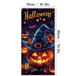 Halloween Witch and Crow Polyester Door Cover - Dark Spooky Festival Horror Atmosphere Porch Decorative Hanging Cloth - Image 12