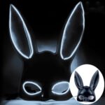 Glowing LED bar party atmosphere props - half-face long-eared rabbit, ghost face, clown for Halloween costume COSPLAY - Image 12