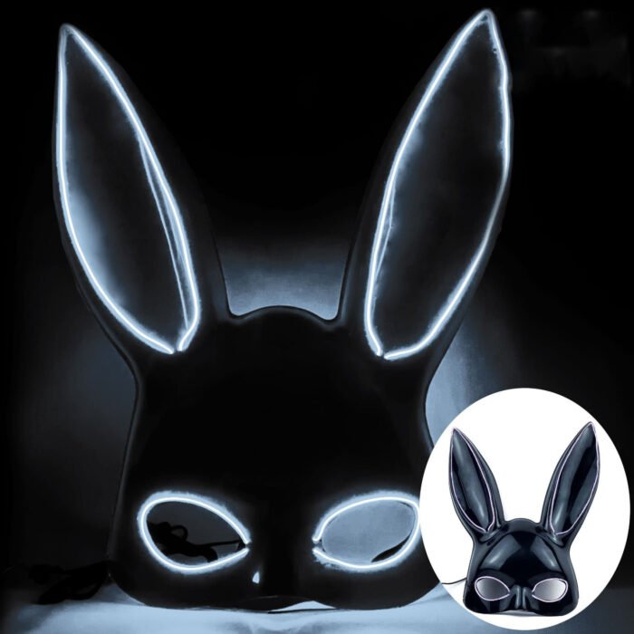 Glowing LED bar party atmosphere props - half-face long-eared rabbit, ghost face, clown for Halloween costume COSPLAY - Image 12