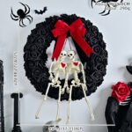 Halloween Purple Artificial Skull, Spider & Pumpkin Horror Scene Decoration Wreath - Image 13