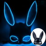 Glowing LED bar party atmosphere props - half-face long-eared rabbit, ghost face, clown for Halloween costume COSPLAY - Image 13