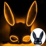 Glowing LED bar party atmosphere props - half-face long-eared rabbit, ghost face, clown for Halloween costume COSPLAY - Image 14