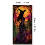 Halloween Witch and Crow Polyester Door Cover - Dark Spooky Festival Horror Atmosphere Porch Decorative Hanging Cloth - Image 15
