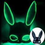 Glowing LED bar party atmosphere props - half-face long-eared rabbit, ghost face, clown for Halloween costume COSPLAY - Image 15